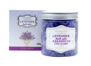 Bath Salts with Organic Lavender Essential Oil - 300 g